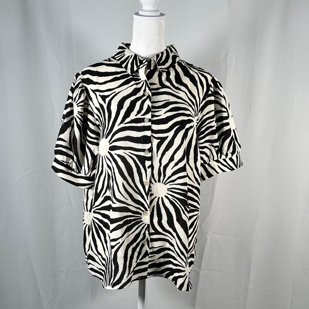 Stylish Zebra Pattern Women’s Button Down Shirt